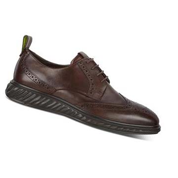 Men's Ecco St.1 Hybrid Lite Wingtip Brogue Dress Shoes Brown | SG 530EBC